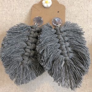 Grey macrame earrings